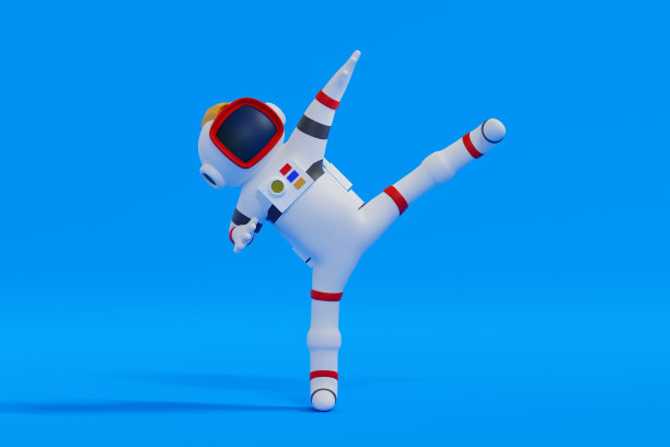 宇航员舞蹈，科技太空探险发现，3D渲染。图片下载