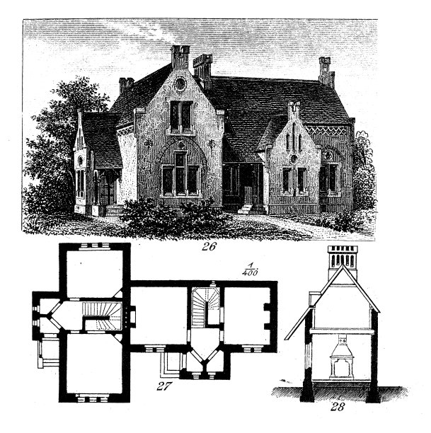 古董插画:建筑与建筑:英国家居图片下载