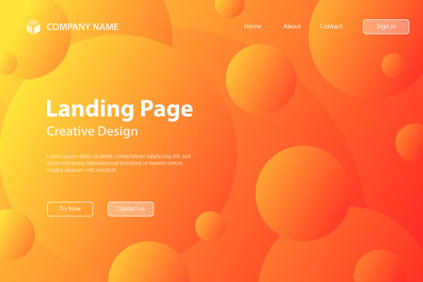 登陆页面模板-抽象几何背景与橙色渐变圆图片下载