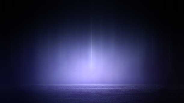 黑暗的舞台表演，演播室，黑暗的场景，霓虹灯，射灯黑色的钻石板纹理，铁片，地板，烟雾漂浮的内部表面为展示产品。图片下载