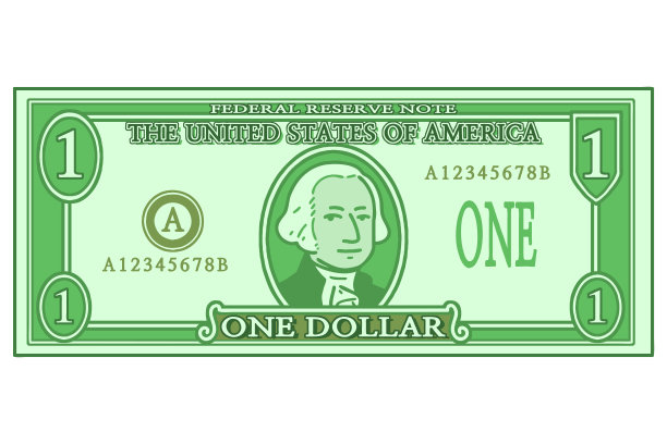 一美元纸币。图片下载