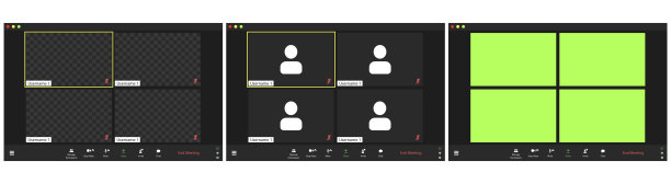 在线会议登陆页面设置为4人。虚拟网络研讨会，会议，对话，对话，事件。3种不同的插图选项。图片下载