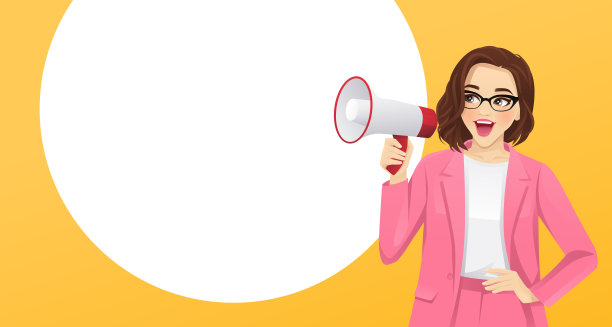 带着扩音器的优雅女商人图片下载