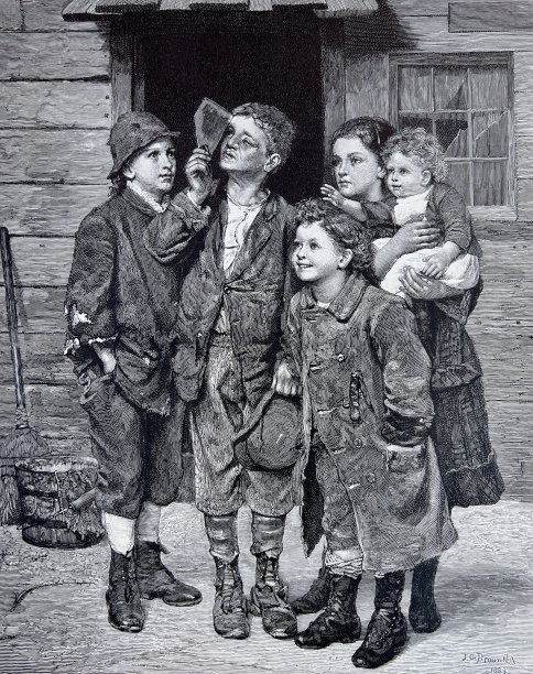 孩子们抬头看天上的奇观图片下载