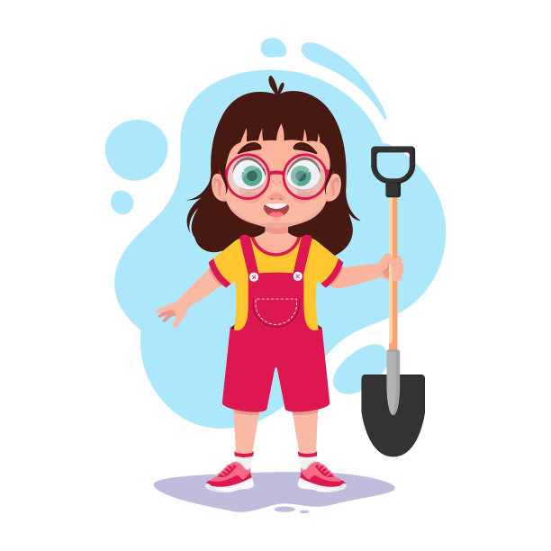 手里拿着铲子的可爱女孩图片下载
