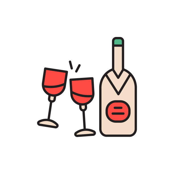 玻璃瓶的葡萄酒，杜松子酒，苦艾酒的线性图标图片下载