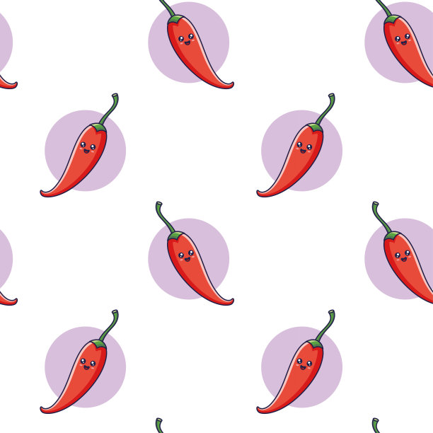 可爱的卡哇伊红辣椒无缝图案涂鸦风格。矢量手绘卡通红辣椒辣椒插图。图片下载