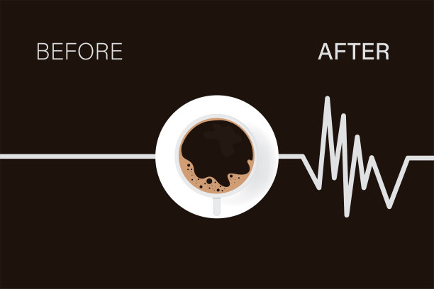 喝完咖啡休息后心跳很好。从喝了的咖啡中获得力量。喝咖啡或喝茶后补充能量。可打印的水平横幅。网络推广海报。图片下载