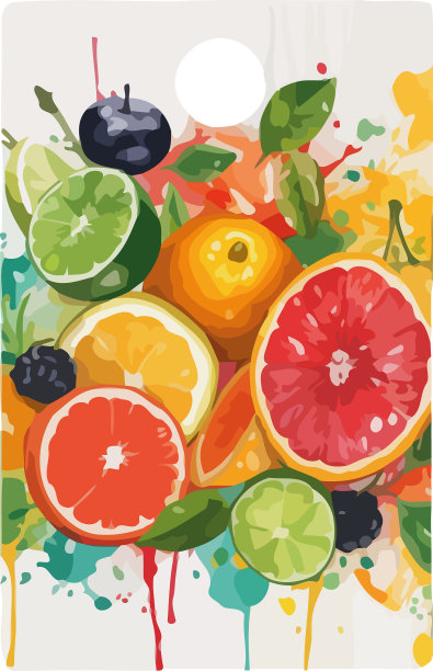 在砧板上画柑橘类水果图片下载