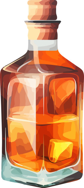 白色背景的威士忌酒瓶图片下载