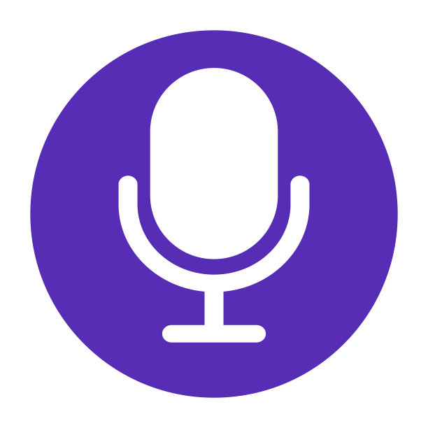 紫色圆形麦克风图标。向量。图片下载