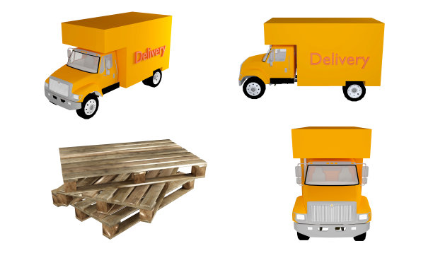 物流和供应链剪贴画元素，3D渲染物流概念图标集孤立在白色背景上图片下载