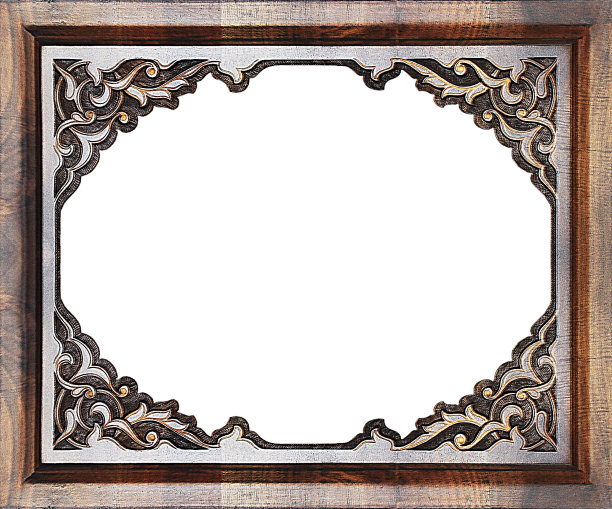 木雕矩形框架与阿拉伯图案。图片下载