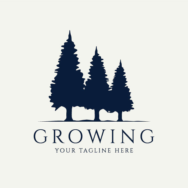 剪影生长的松木符号图标设计形象图片下载