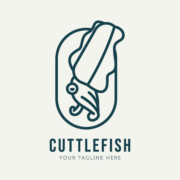 行走的墨鱼符号图标设计矢量图像图片下载