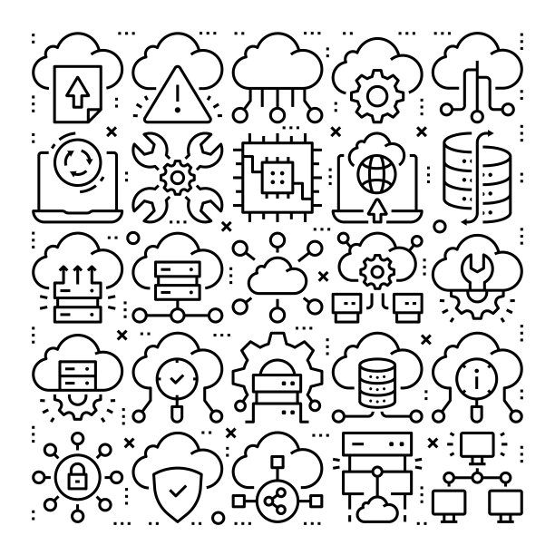 云技术线条图标图案设计图片下载