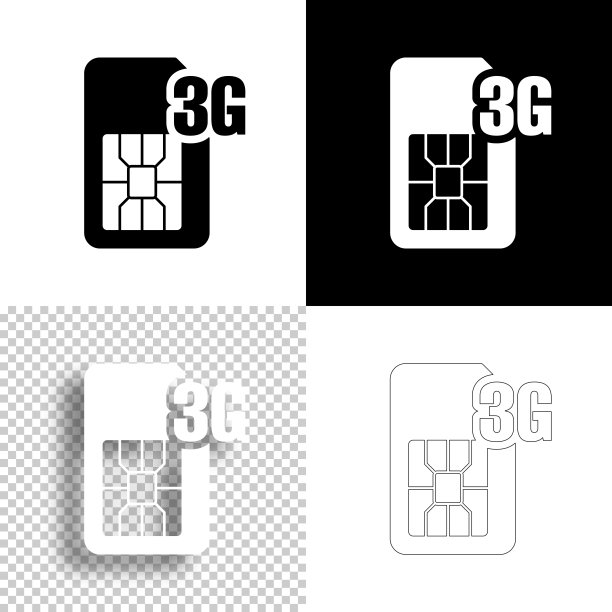 3G SIM卡设计图标 - 线条图标图片下载