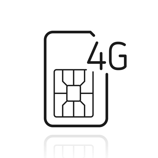 4G SIM卡。白色背景上反射的图标图片下载