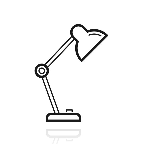台灯。白色背景上反射的图标图片下载