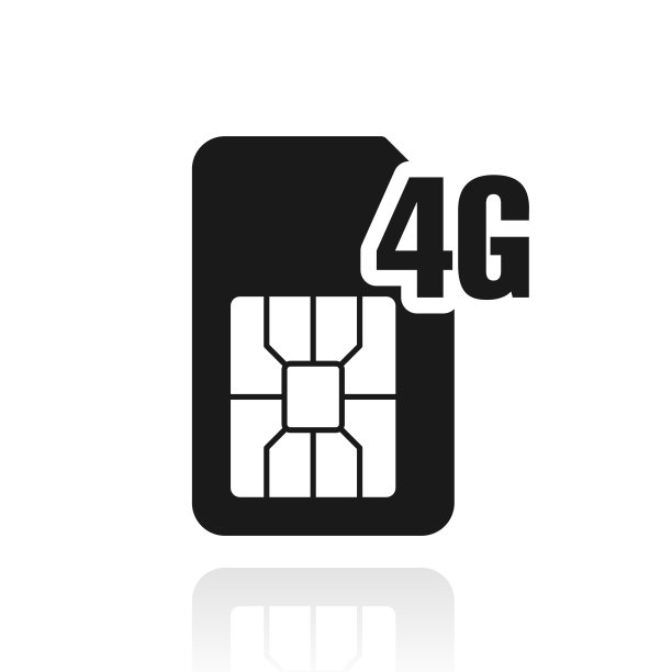 4G SIM卡。白色背景上反射的图标图片下载
