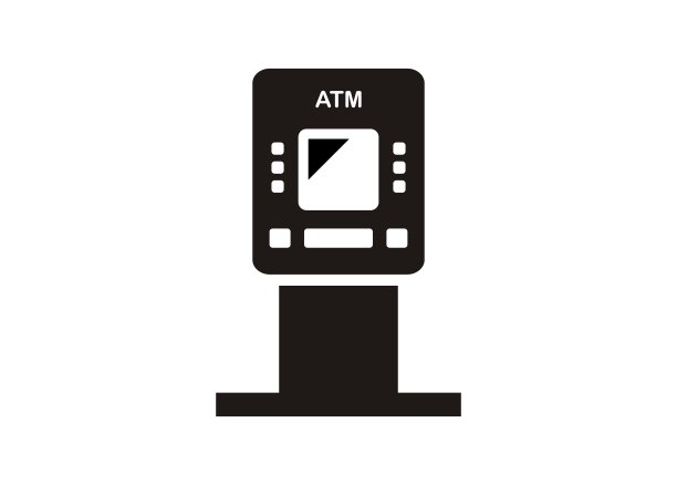 自动柜员机或售票机。简单的黑白插图图片下载