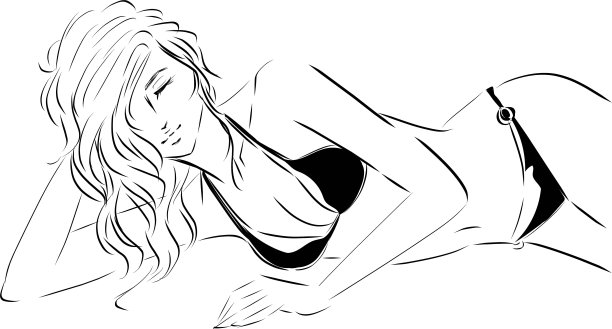 泳装女人躺在沙滩上图片下载