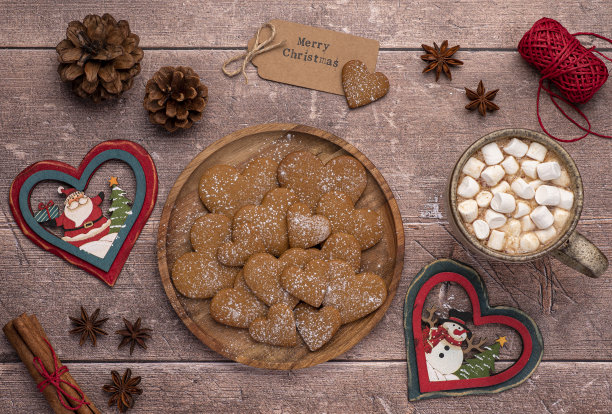 姜饼和圣诞玩具的背景照片图片下载