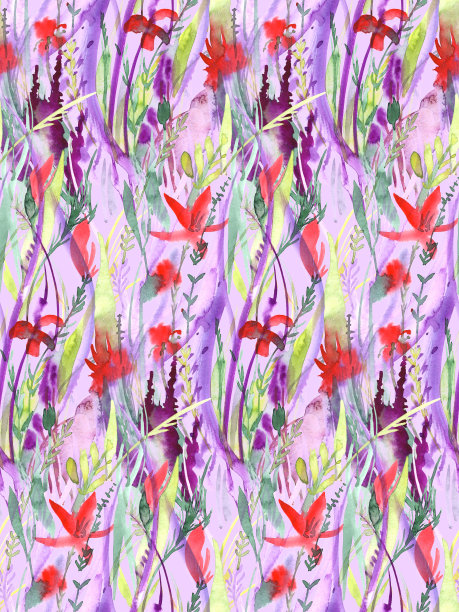 植物插图盛开的红色花朵图片下载