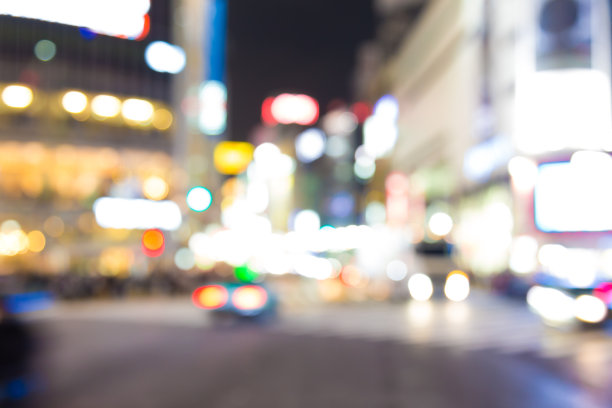 运动模糊汽车运输夜生活在涩谷东京图片下载