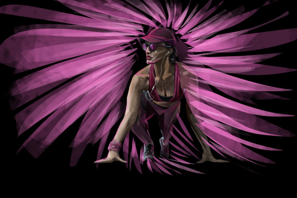 戴着帽子准备开始比赛的女短跑运动员图片下载