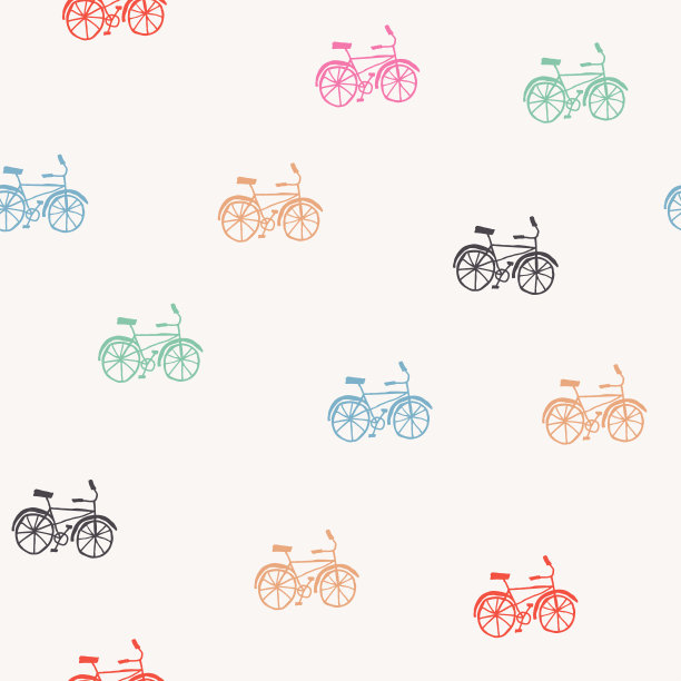 无缝图案与彩色自行车图片下载