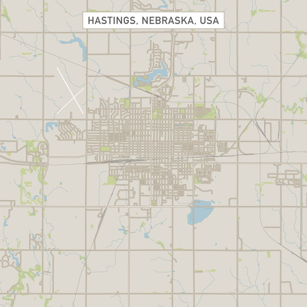 内布拉斯加州黑斯廷斯美国城市街道地图图片下载