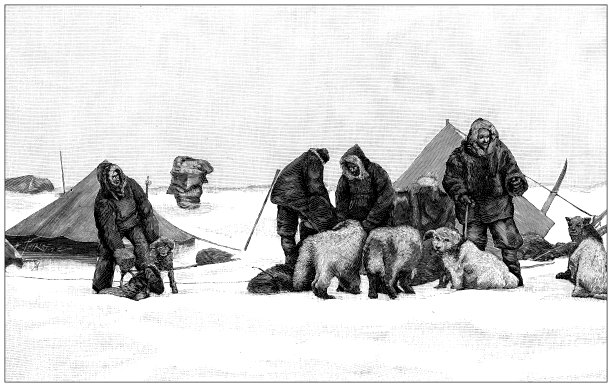 古董插图:Fridtjof Nansen北极探险队图片下载