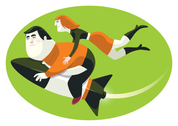 商业夫妇拿着火箭图片下载