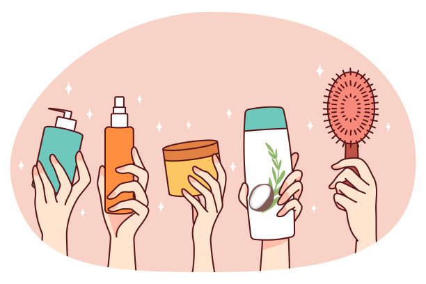 手持各种化妆品瓶图片下载