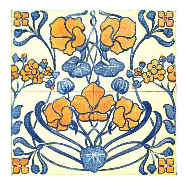 瓷砖设计无缝图案新艺术插图1898年图片下载