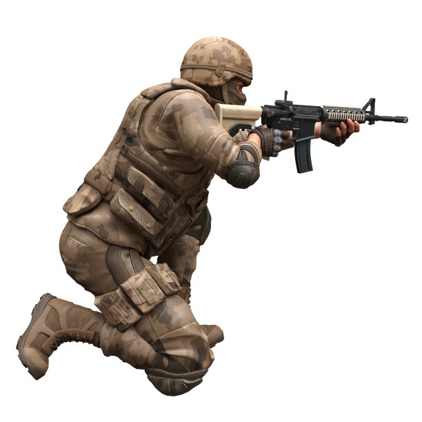 士兵与机关枪孤立的白色背景3d插图图片下载