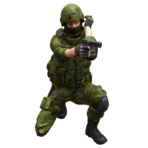 士兵与机关枪孤立的白色背景3d插图图片下载