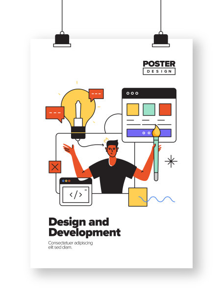 海报，封面和横幅的设计和开发概念图片下载
