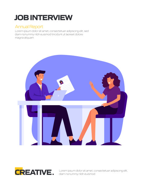 求职面试的概念平面设计海报，封面和横幅。现代平面设计矢量插图。图片下载