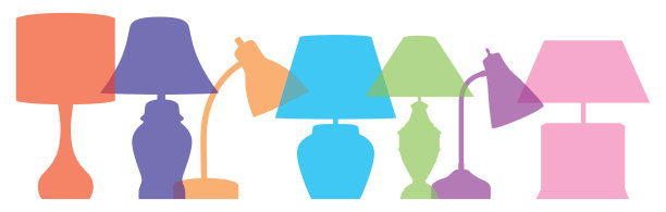 彩色透明灯剪影图片下载