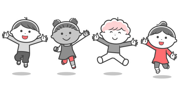 孩子们一起跳(不同种族)/ 2种颜色图片下载