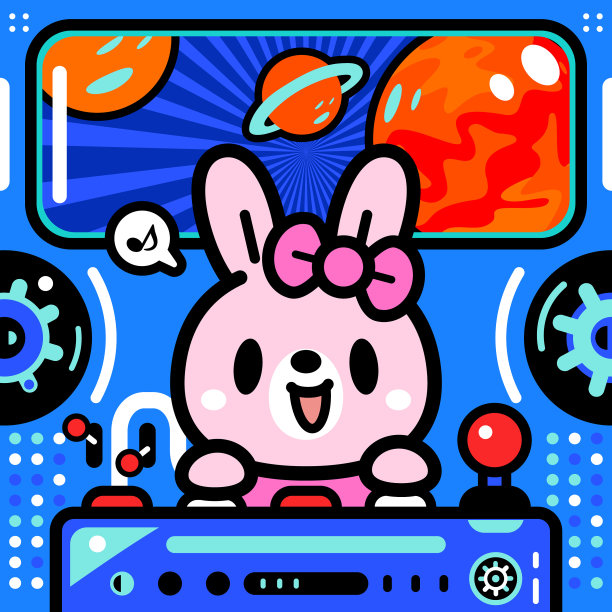 一只可爱的兔子正在驾驶一艘无限动力宇宙飞船到达火星图片下载