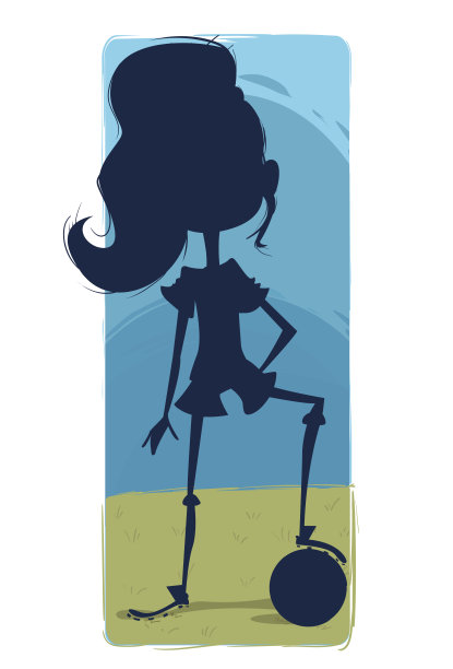 足球女孩的剪影图片下载