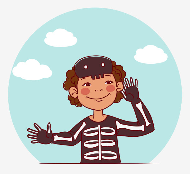 穿着狂欢节服装的可爱孩子。矢量插图股票图片下载