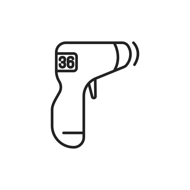 带有正常温度图标的非接触式温度计。高质量的黑色矢量插图。图片下载