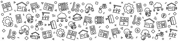 智能家居模式与线性图标，潮流线性风格向量图片下载