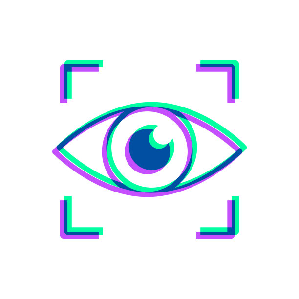 视网膜扫描。图标与两种颜色叠加在白色背景上图片下载