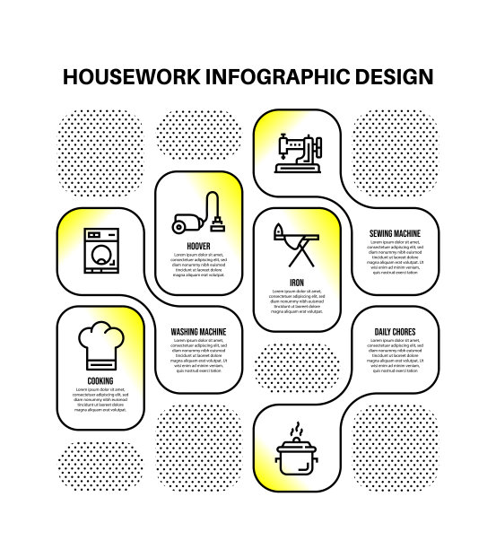 信息图设计模板与家务关键字和图标图片下载