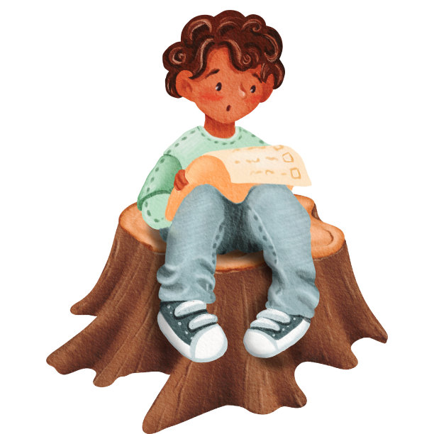 一个皮肤黝黑的男孩站在树桩上，惊讶地看了看司机。一个少年的孤立水彩插图。字符与正面视图。用于工作簿，笔记本，印刷，剪贴簿，设计，广告图片下载